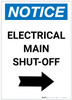 Notice: Electrical Main Shut-Off Portrait Right Arrow - Label Notice: Electrical Main Shut-Off Portrait Right Arrow - Label