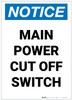Notice: Main Power Cut Off Switch Portrait - Label