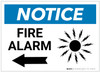 Notice: Fire Alarm with Left Arrow Landscape - Label