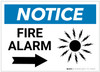Notice: Fire Alarm with Right Arrow Landscape - Label