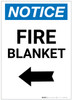 Notice: Fire Blanket with Left Arrow Portrait - Label