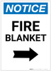 Notice: Fire Blanket with Right Arrow Portrait - Label