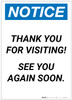 Notice: Thank You For Visiting - See You Again Soon Portrait - Label Notice: Thank You For Visiting - See You Again Soon Portrait - Label