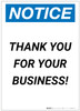Notice: Thank You For Your Business! Portrait - Label Notice: Thank You For Your Business! Portrait - Label