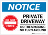 Notice: Private Driveway - No Trespassing/Turn Around Landscape - Label