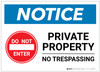 Notice: Private Property - No Trespassing with Icon Landscape - Label