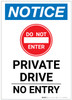 Notice: Private Drive - No Entry Portrait - Label