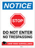 Notice: Do not Enter - No Trespassing - 24 Hour Video Surveillance Portrait - Label Notice: Do not Enter - No Trespassing - 24 Hour Video Surveillance Portrait - Label