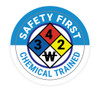Safety First Chemical Trained with NFPA Symbol - Hard Hat Sticker Safety First Chemical Trained with NFPA Symbol - Hard Hat Sticker