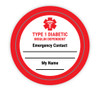 Medical Alert Type 1 Diabetic with Write in Contact Info - Hard Hat Sticker