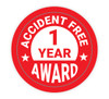 Accident Free 1 Year Award - Hard Hat Sticker
