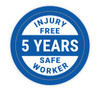 Injury Free Safety Worker 5 Years - Hard Hat Sticker