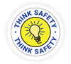 Think Safety with Light Bulb Icon - Hard Hat Sticker