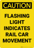 Caution: Flashing Light Indicates Rail Car Movement Portrait - Wall Sign