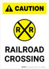 Caution: Railroad Crossing ANSI Portrait - Wall Sign Caution: Railroad Crossing ANSI Portrait - Wall Sign