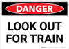 Danger: Look Out For Train Landscape - Wall Sign Danger: Look Out For Train Landscape - Wall Sign
