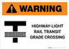 Warning: Highway-Light Rail Transit Grade Crossing T-Cross ANSI Landscape - Wall Sign