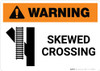 Warning: Skewed Crossing with Icon 4 ANSI Landscape - Wall Sign