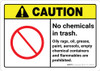 Caution: No Chemicals in Trash ANSI Landscape