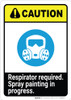 Caution: Respirator Required - Spray Painting in Progress ANSI Portrait Caution: Respirator Required - Spray Painting in Progress ANSI Portrait