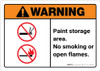 Warning: Paint Storage Area - No Smoking/Open Flames ANSI Landscape Warning: Paint Storage Area - No Smoking/Open Flames ANSI Landscape