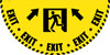 Exit Man Icon with Arrow - Yellow Full Swing Door Sign Exit Man Icon with Arrow - Yellow Full Swing Door Sign