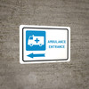 Ambulance Entrance Left Arrow with Icon Landscape - Wall Sign