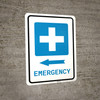Emergency Left Arrow with First Aid Symbol Portrait - Wall Sign