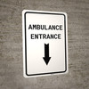 Ambulance Entrance Below with Arrow Portrait - Wall Sign