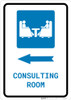 Consulting Room Left Arrow with Icon Portrait - Wall Sign