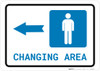 Mens Changing Area Left Arrow with Icon Landscape - Wall Sign Mens Changing Area Left Arrow with Icon Landscape - Wall Sign