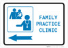Family Practice Clinic Left Arrow with Icon Landscape v2 - Wall Sign Family Practice Clinic Left Arrow with Icon Landscape v2 - Wall Sign