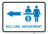 Billing Department Left Arrow with Icon Landscape v2 - Wall Sign