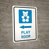 Play Room Left Arrow with Icon Portrait v2 - Wall Sign