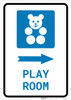 Play Room Right Arrow with Icon Portrait v2 - Wall Sign