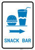 Snack Bar Right Arrow with Icon Portrait - Wall Sign Snack Bar Right Arrow with Icon Portrait - Wall Sign