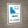 Tv Lounge Left Arrow with Icon Portrait - Wall Sign