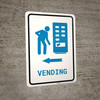 Vending Machine Left Arrow with Icon Portrait - Wall Sign Vending Machine Left Arrow with Icon Portrait - Wall Sign
