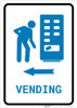 Vending Machine Left Arrow with Icon Portrait - Wall Sign Vending Machine Left Arrow with Icon Portrait - Wall Sign