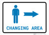 Mens Changing Area Right Arrow with Icon Landscape v2 - Wall Sign Mens Changing Area Right Arrow with Icon Landscape v2 - Wall Sign