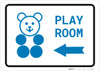Play Room Left Arrow with Icon Landscape v2 - Wall Sign