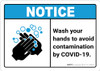 Notice: Wash Your Hands to Avoid COVID-19 ANSI Landscape - Wall Sign