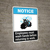 Notice: Employees Must Wash Hands Before Work ANSI Portrait - Wall Sign