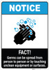 Notice: FACT Germs Can Be Spread Person to Person ANSI Portrait - Wall Sign