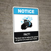 Notice: FACT Best Way To Reduce Germs Hand Washing ANSI Portrait - Wall Sign