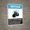 Notice: How To Wash Hands With Soap ANSI Portrait - Wall Sign