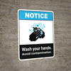 Notice: Wash Hands Avoid Contamination ANSI Portrait - Wall Sign Notice: Wash Hands Avoid Contamination ANSI Portrait - Wall Sign