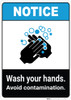 Notice: Wash Hands Avoid Contamination ANSI Portrait - Wall Sign Notice: Wash Hands Avoid Contamination ANSI Portrait - Wall Sign