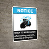 Notice: Wash Hands After Sneezing ANSI Portrait - Wall Sign