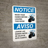Notice: Wash Your Hands Before Leaving This Room ANSI Bilingual Spanish Portrait - Wall Sign Notice: Wash Your Hands Before Leaving This Room ANSI Bilingual Spanish Portrait - Wall Sign